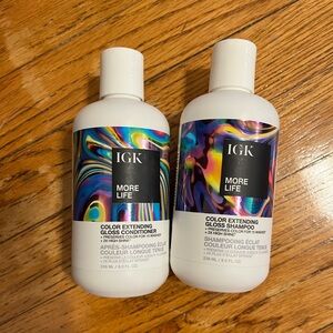 IGK More Life Color Extending Gloss Shampoo and Conditioner - 8 Oz each NEW